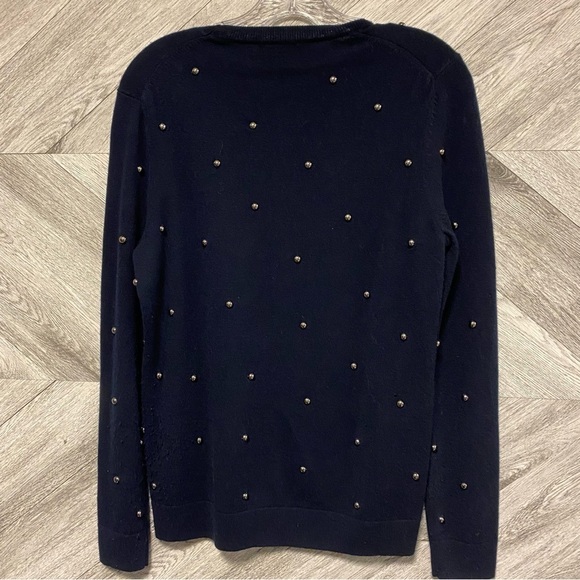 The Kooples | Embellished Navy Wool Cashmere Blend Sweater - Picture 5 of 6